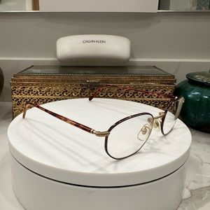 Vintage Calvin Klein Unisex Eyeglass Frames -Rx EUC w/CK White Leather Hard-case